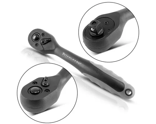 STAHLWERK Drehmomentschlüssel 3/8 Zoll Profi-Umschaltknarre Chrom Vanadium Stahl (Packung, 1 St), Chrom-Vanadium Stahl