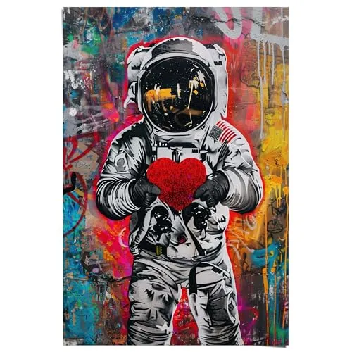 REINDERS Poster, Astronauten-Graffiti, Kinderzimmer, Bilderdruckpapier, 91,5 x 61cm