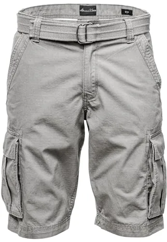Amaci&Sons Herren Cargoshorts – Kurze Bermuda Hose inkl. Gürtel - Herren-Shorts mit Regular Fit, ideal für Freizeit und Sommeraktivitäten, inklusive praktischem Gürtel für optimalen Sitz.
