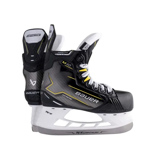 Bauer Supreme M40 Bambini Schlittschuhe - Unisex Eishockeyschlittschuhe in Größe 9 (EU27) mit Schnürung, ideal für junge Spieler. Hoher Tragekomfort und optimale Passform für ein tolles Spielerlebnis.