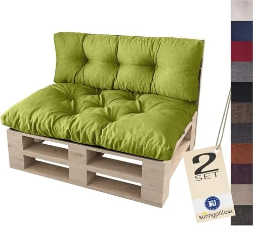 sunnypillow Palettenkissen Set für Europaletten – Komfort für Indoor & Outdoor - Auflagen & Polster für Sofas – Hochwertige, wasserabweisende Kissen mit Steppung, ideal für gemütliche Sitzgelegenheiten. Beim Kauf von 3 Sets erhalten Sie ein gratis Seitenkissen!