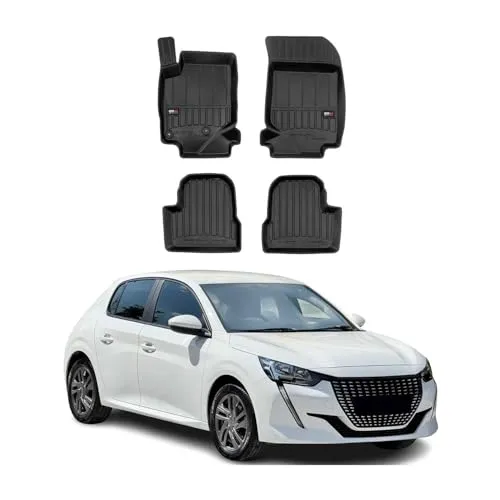 OMAC Gummi Fußmatten für Peugeot 208 (2019-2025) - Premium TPE Automatten in Schwarz, perfekte Passform für Ihren Peugeot 208. Wasserdicht und strapazierfähig, bieten zuverlässigen Schutz und eine angenehme Nutzung ohne unangenehme Gerüche.