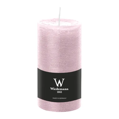 Stumpenkerze aus Paraffin, Rosé, Marble Rustik, Wiedemann, 130/68 mm, Brenndauer