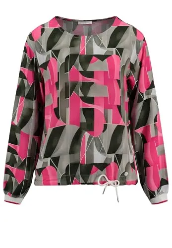 KEY LARGO Damen Wb Illustration Round Bluse, Pink (1321), M EU - Blusen & Tuniken für Damen, luftiges Material und verstellbarer Saum für individuellen Tragekomfort und modernen Stil.