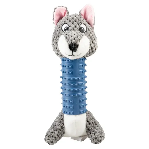 Duvo+ Hundespielzeug Snackspender Wolf 25x15 cm Plüsch Gummi für sanfte Kauer