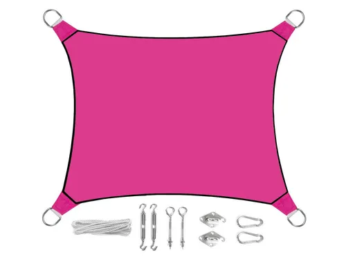 PEREL Sonnensegel Rechteck 2x3m & 3x4m mit Ösen-Befestigung in pink von Perel