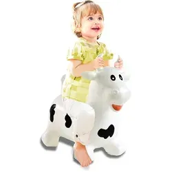 Jamara Hüpftier Kuh weiß/schwarz mit Pumpe - Outdoor-Spielzeug für Kinder, fördert die motorischen Fähigkeiten und sorgt für Spaß im Freien mit einer praktischen Pumpe.