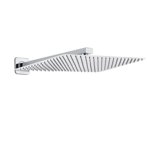 JOHO Regendusche Duschkopf groß Rechteckig pflegeleichte Überkopfbrauseset aus 304 Edelstahl mit Bombenfester Brausearm Wandarm (35x25cm/37cm)
