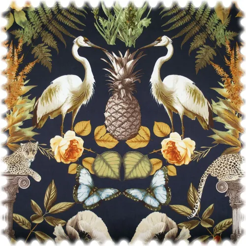 Heiro Samt Velours Möbelstoff Fantasy Garden mit Fleckschutz - Hochwertiger Samt Polsterstoff mit exotischem Design und praktischem Fleckschutz. Ideal für kreative Wohnprojekte und langlebige Polsterungen.