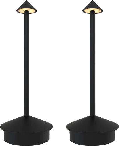 Ledvion – 2x Wiederaufladbare LED-Tischleuchte, Mattschwarz, Dimmbar