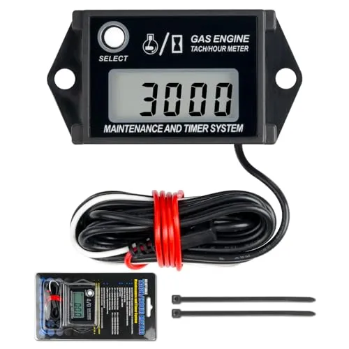 Jayron Digital Hour Meter Tachometeranzeige,Wartungserinnerung,Rückruf Max.Drehzahl,Wasserdicht für Jeden Benzinmotor ZTR Rasenmähergenerator Außenborder ATV Motorradkettensäge
