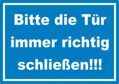 HB-Druck Aufkleber Aufkleber Bitte die Tür immer richtig weiss-blau, wetterfest, UV-beständig, kratzfest