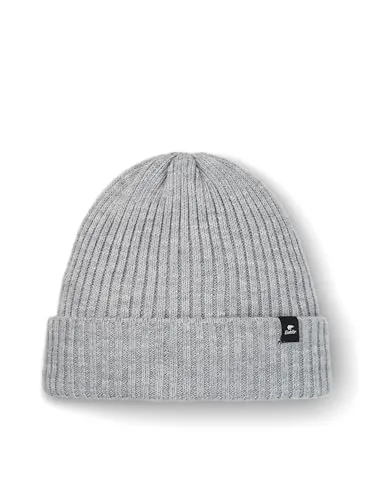 Eisbär Ripp 2.0 Beanie Herren - Hellgrau, Einheitsgröße - Stylischer Beanie aus dünnem Rippstrick mit Umschlag und Logo-Patch, perfekt für kalte Tage und modische Akzente.