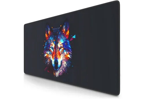 Titanwolf Gaming Mauspad XXL Speed Mousepad 900 x 400 x 3 mm, Schreibtischauflage, abwaschbar, rutschfeste Rückseite, Geschwindigkeit & Präzision, Polygon Wolf