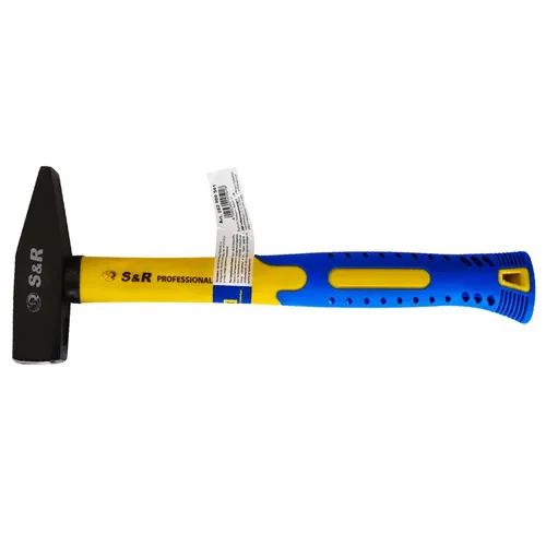 S&R Schlosserhammer 500 g, mit einem doppelt geschweiften Stiel aus Fiberglas