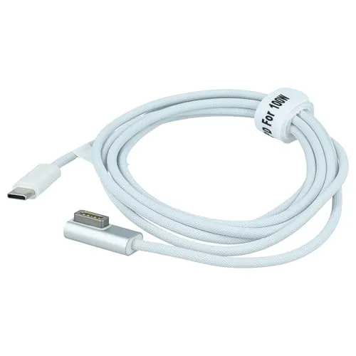 vhbw Adapterkabel USB Typ C auf MagSafe 1 kompatibel mit Apple MA896CH/A, MB061LL/B, MB061CH/A Notebook, Laptop - 170 cm, 100 W, Nylongewebe
