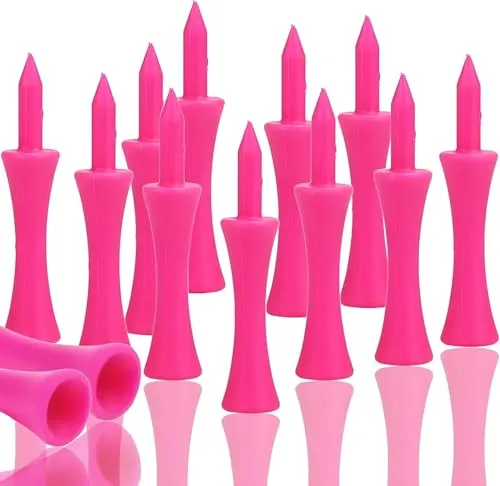 Nokwocy 50 Stück Golf Tees Kunststoff Golftees Tee Set,57mm Golftees Kunststoff,Langlebig,Tragbar,für Golfer Praxis & Training(Rosa)