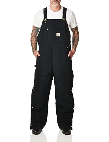 Carhartt FIRM DUCK INSULATED BIB OVERALL 104393 - Schwarz - S - Arbeits- & Schutzkleidung: Robuster Latz-Overall mit isolierender Segelleinen-Dämmung, ideal für kalte Arbeitsbedingungen und ausgestattet mit praktischen Taschen und verstärkten Knietaschen.
