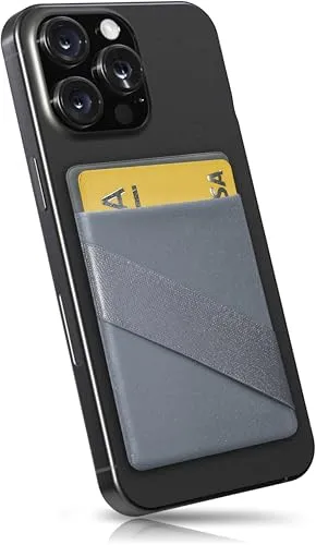 MyGadget 1 Fach Handy Kartenhalter + Fingerhalterung zum aufkleben - RFID Blocking - Haftendes Kartenfach, Karten Halterung - Kartenhülle Smartphone Etui - Grau