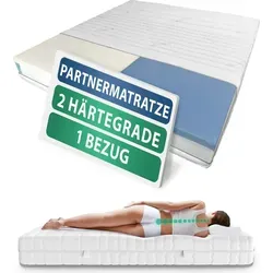 AM Qualitätsmatratzen Premium 7-Zonen Partnermatratze 140x190 cm - Taschenfederkernmatratze mit 480 Federn/m², individuell anpassbare Härtegrade für optimalen Schlafkomfort und perfekte Ergonomie – ideal für Paare!