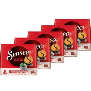Senseo Kaffeepads Classic, Klassisch, mittlere Röstung, 5er Pack, 80 Pads, 80 Stück