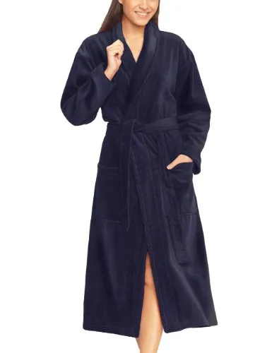 Vossen Damen Feeling-L Bademantel, Blau (winternight 476) - XL - Bademantel für Damen aus 100% Baumwolle, weich und gemütlich mit Herrenschalkragen und elegantem Vossenstick, perfekt für entspannte Abende zu Hause.