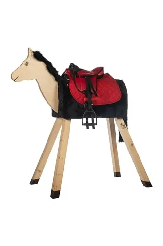 HKM 9346 Shettysattel-Set Beginner, Shetty Sattel inkl Schabracke Steigbügel Rot