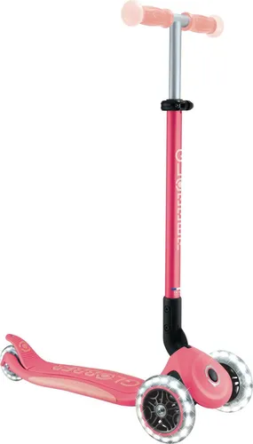 Globber Elite Glow Lights Scooter - 3-rädrig mit Leuchteffekten - 3-rädriger Scooter für Kinder von 3 bis 9 Jahren, mit Glow-in-the-Dark-Effekten und batterielosen LED-Rädern für ein magisches Fahrerlebnis. Ideal für sicheres Balancetraining und platzsparenden Transport.