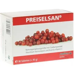 Preiselsan Tabletten - Arzneimittel mit Cranberryextrakt und Acerola-Vitamin C, unterstützt die Gesundheit der Harnwege und liefert wichtige Antioxidantien.