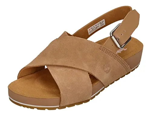 Timberland Damen Malibu Waves Basic Sandal - Beige, 39.5 EU - Wanderschuhe mit flachem Absatz und bequemem Gummiverschluss, ideal für lange Sommertage im Freien.