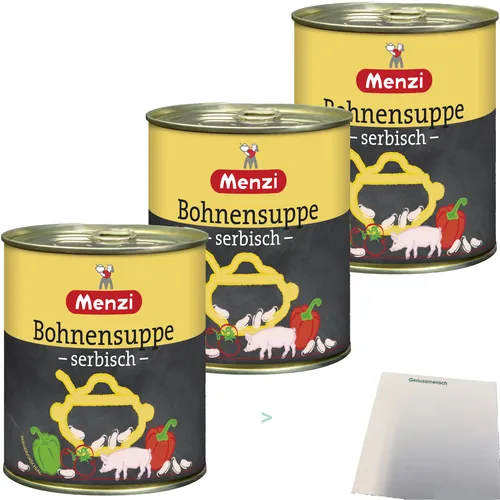 Menzi Serbische Bohnensuppe 3er Pack 3x800ml Dose usy Block