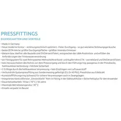 Pipetec - Pressfitting T-stück 20x2 26x3 Mm Mittelabgang Th Kontur