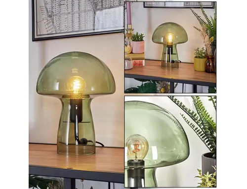 Hofstein Tischleuchte aus Metall/Glas in Schwarz/Grün - Moderne Tischleuchte für den Innenbereich mit elegantem Design. Perfekt für Esszimmer, Flur oder Wohnzimmer. E14 Fassung, individuell wählbares Leuchtmittel.