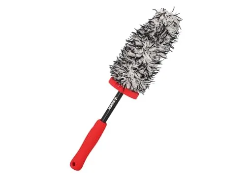 NIGRIN Mikrofaser-Felgenbürste, kratzfreie, schonende, effektive Felgenreinigung, auch für schwerzugängliche Stellen, inkl. Wechselbezug, Mehrfarbig, 1 Stück