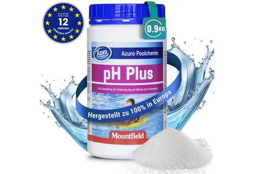 Azuro Poolpflege PH Plus Whirlpool & Pool pH Up Heber für klares Wasser, Hochwirksam & leicht löslich pH + Made in Europe – 0,9 kg / 4 kg