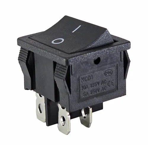 Wippenschalter schwarze Wippe 4 Pin 6A 250VAC Geräteschalter, 24x21 mm