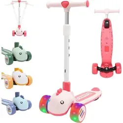 Habib Gruppe Dreiradscooter Kinderroller mit Tier-Design & LED-Licht