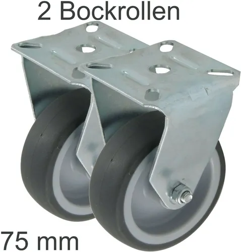 Bockrollen 75 mm Rolle Apparaterolle Gummi Möbelrolle Geräte Rollen spurlos 2