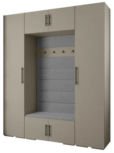 ABIKS MÖBEL Kompaktgarderobe INOVA 3 SATZ 13 – Elegantes Möbelset mit Kleiderstange und Regalen - Die moderne Kompaktgarderobe bietet stilvolle Aufbewahrungslösungen für jeden Raum. Robuste Materialien und cleveres Design sorgen für eine lange Lebensdauer und einfache Organisation Ihrer Kleidung und Accessoires.