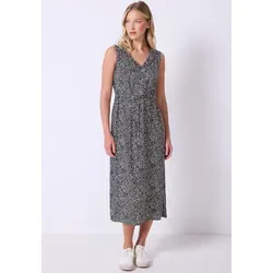 Midikleid STREET ONE STUDIO, Damen, Gr. 44, EURO-Größen, void blau, Stoff, 100% Viskose, gemustert, normal wadenlang, V-Ausschnitt, abgesteppt, Kleider Midikleid, aus Viskose