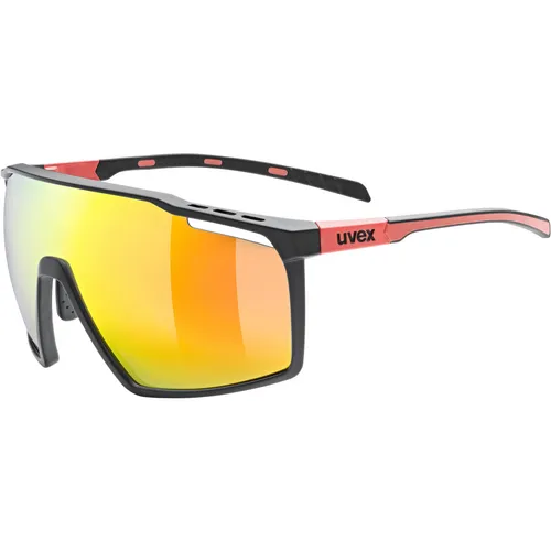 Uvex mtn Perform Sonnenbrille black-red matt mirror red - Sportbrille für Outdoor-Abenteuer mit 100% UV-Schutz und Anti-Fog Beschichtung für klare Sicht. Ideal für sportliche Aktivitäten bei sonnigem Wetter.