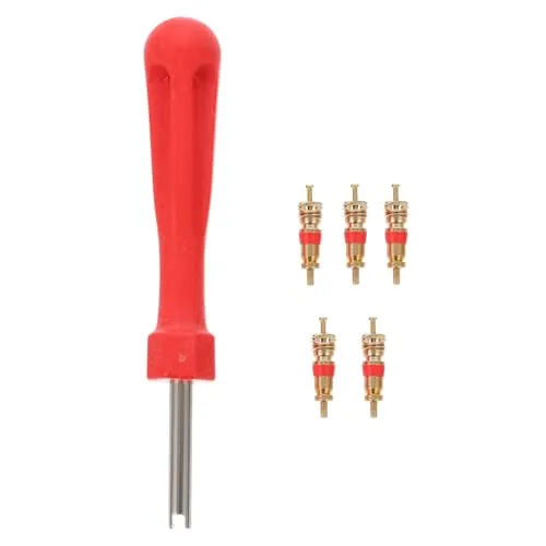 Ventileinsatzentferner mit 5 Ventileinsätzen - Ventilwerkzeuge für Auto, Fahrrad und LKW, hochleistungsfähig mit Temperaturbereich von -54 °C bis 121 °C und Druck bis 300 PSI, ideal für schnelle Reifenreparaturen.