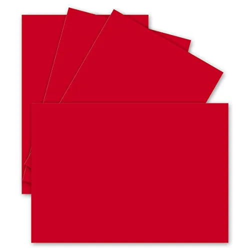 Einzel-Karten DIN A6-10,5 x 14,8 cm - 240 g/m² - Rot - Tonkarton - Bastelpapier - Bastelkarton- Bastel-karten - blanko Postkarten 25