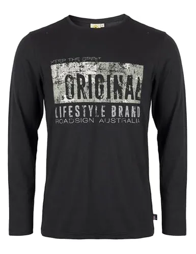 ROADSIGN australia Herren Langarmshirt mit Marken-Print Black, L
