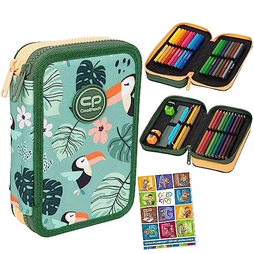 COOLPACK 2-fache Federtasche Toucans - Federmäppchen mit 35-teiligem Set, ideal für Schüler. Mit großzügigen Fächern und trendigem Design sorgt es für Ordnung und Stil in der Schule.