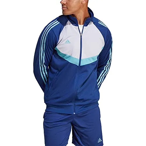 adidas Herren Tracksuit Jacket Tiro Jkt M, Victory Blue, HS7490, L - Moderne Trainingsjacke aus recyceltem Material für optimalen Tragekomfort. Mit durchgehendem Reißverschluss und Stehkragen ideal für Sport und Freizeit.