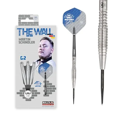 BULL'S Unisex – Erwachsene Martin Schindler Dart, Silber, 27g - Steel-Dartpfeile, präzise Gewichtsverteilung für optimale Wurfkontrolle und verbesserte Trefferquote.