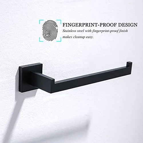 TURS Zeitgenössisches Bade Handtuch Ring Square HandtuchHalter KüchenRolle PapierHalter SUS 304 Edelstahl WandHalterung, Matte schwarz, A7003BK