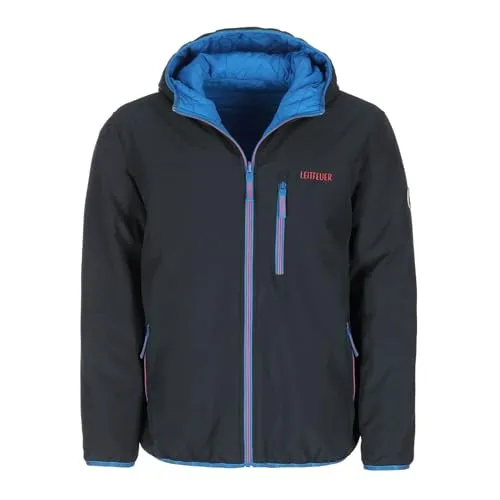 Leitfeuer Herren Wendejacke - 2-in-1 Jacke mit Kapuze in Dunkelblau-Aqua, Größe XXL - Funktionsjacken - Stilvolle Wendejacke mit glatter und Rautenstepp-Oberfläche, ideal für vielseitige Outfits und optimalen Tragekomfort.