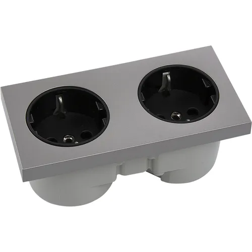 BERKER Integro Pure Doppelsteckdose Edelstahl Effekt in schwarz von Berker